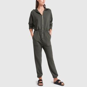 Electric Rose Green Mojave Aviator Long Sleeve Aviator Jumpsuit Sz M